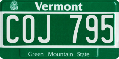 VT license plate COJ795