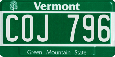 VT license plate COJ796