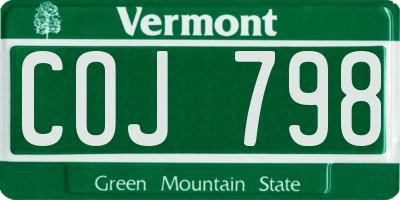 VT license plate COJ798