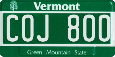 VT license plate COJ800