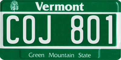 VT license plate COJ801