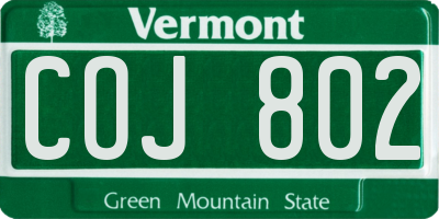 VT license plate COJ802