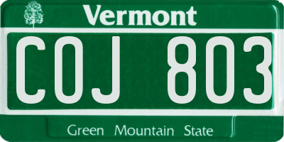 VT license plate COJ803