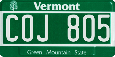 VT license plate COJ805