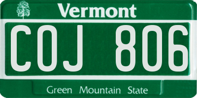 VT license plate COJ806