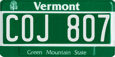 VT license plate COJ807