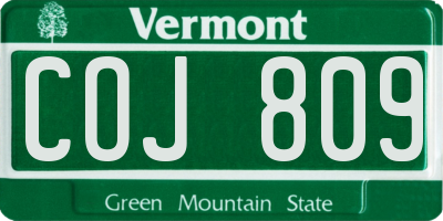 VT license plate COJ809