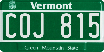 VT license plate COJ815