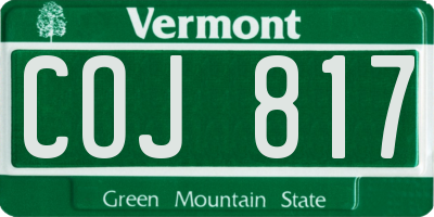 VT license plate COJ817