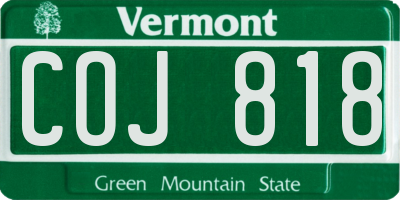 VT license plate COJ818
