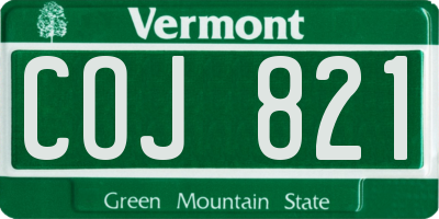 VT license plate COJ821