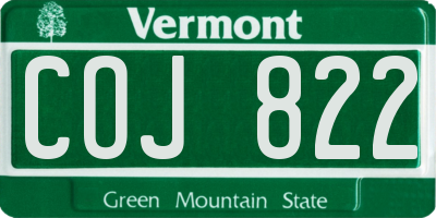 VT license plate COJ822