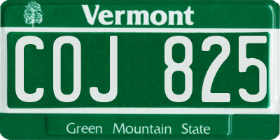 VT license plate COJ825