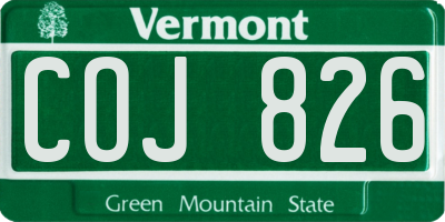 VT license plate COJ826
