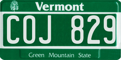 VT license plate COJ829