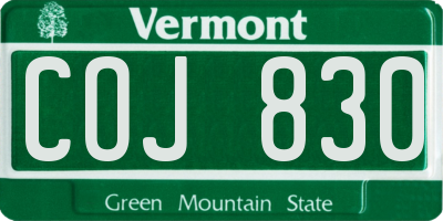VT license plate COJ830
