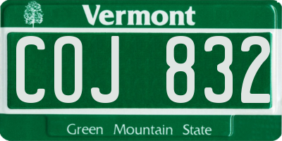 VT license plate COJ832