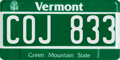 VT license plate COJ833