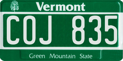 VT license plate COJ835