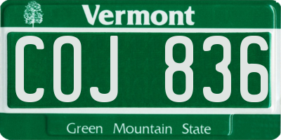 VT license plate COJ836