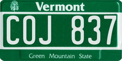 VT license plate COJ837