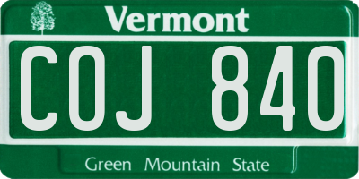 VT license plate COJ840