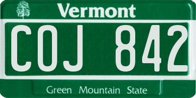 VT license plate COJ842