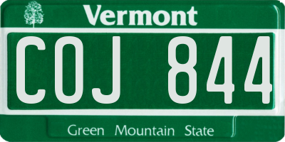 VT license plate COJ844
