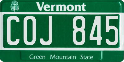 VT license plate COJ845
