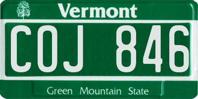 VT license plate COJ846