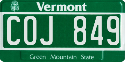 VT license plate COJ849
