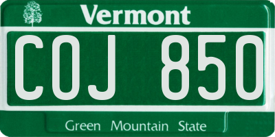 VT license plate COJ850