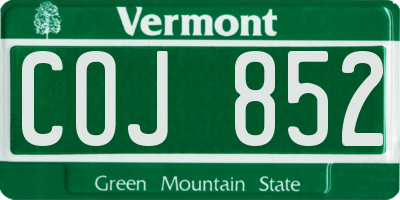 VT license plate COJ852
