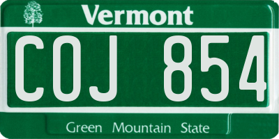 VT license plate COJ854