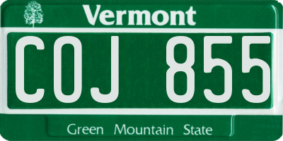 VT license plate COJ855