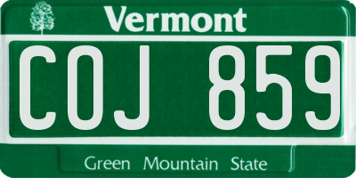 VT license plate COJ859
