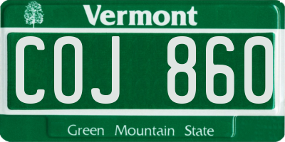 VT license plate COJ860