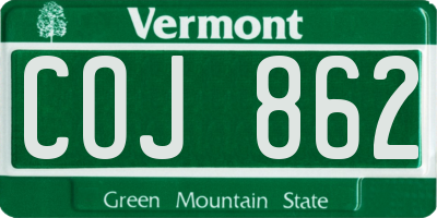 VT license plate COJ862