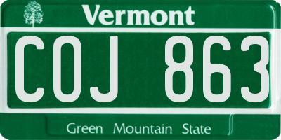 VT license plate COJ863