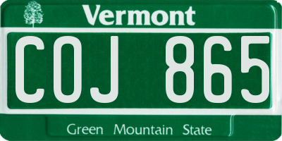 VT license plate COJ865