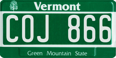 VT license plate COJ866