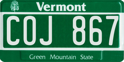 VT license plate COJ867
