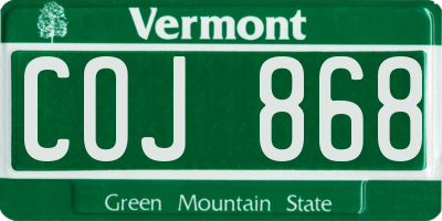 VT license plate COJ868