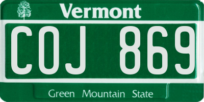 VT license plate COJ869