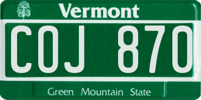 VT license plate COJ870