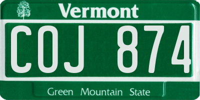 VT license plate COJ874
