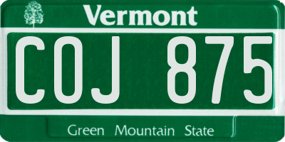 VT license plate COJ875