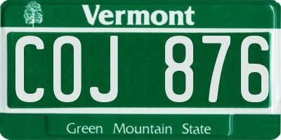 VT license plate COJ876