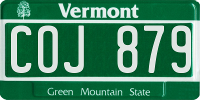 VT license plate COJ879