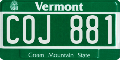 VT license plate COJ881